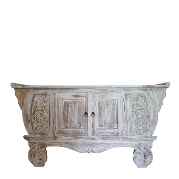 Wooden  cabinet carved art finish on white background