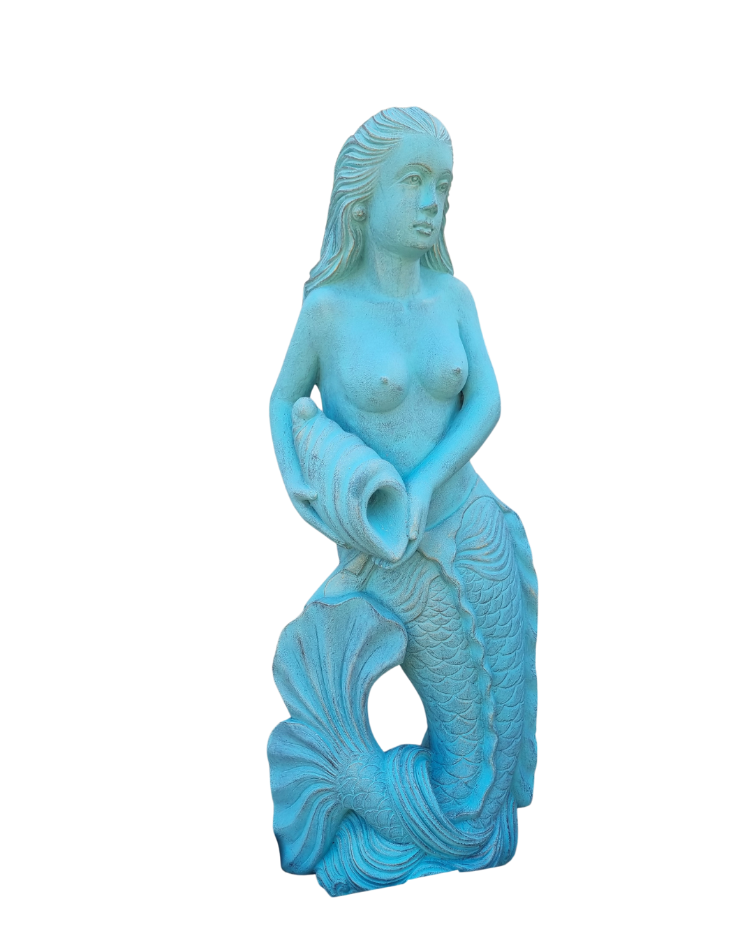 Mermaid Garden Statue Sculpture TURQUOISE