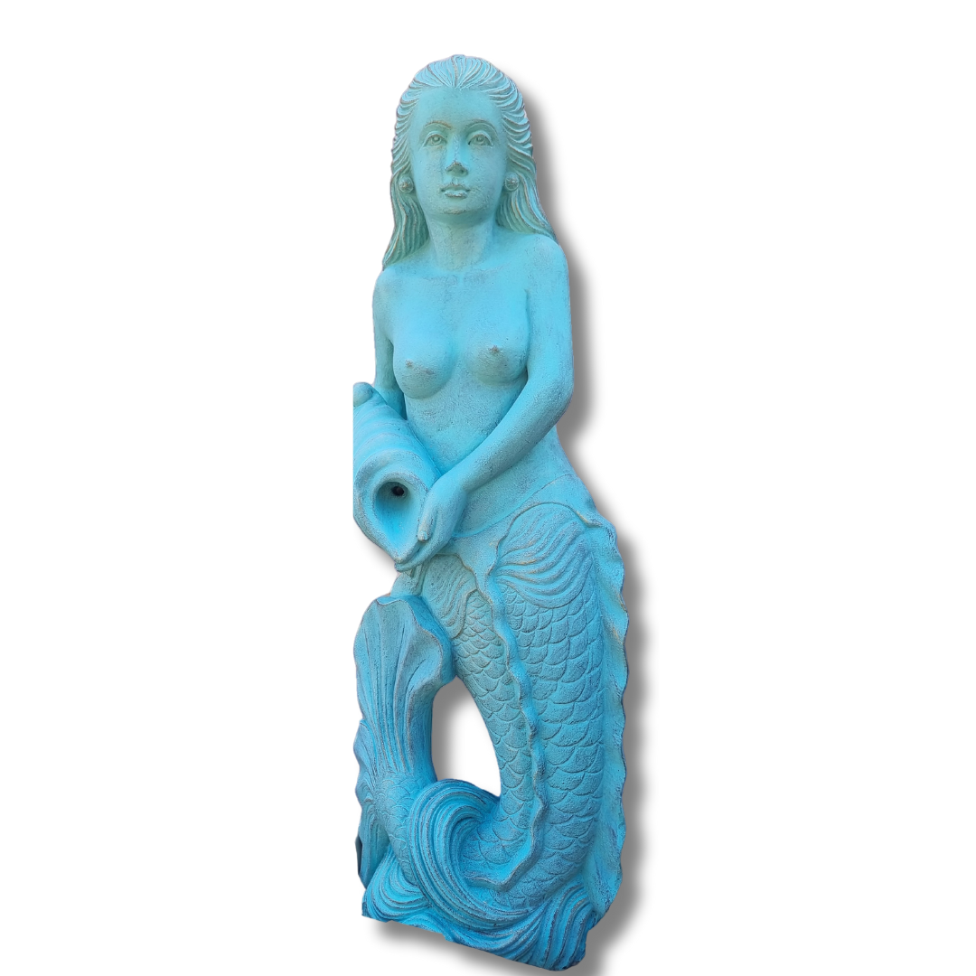 Mermaid Garden Statue Sculpture TURQUOISE