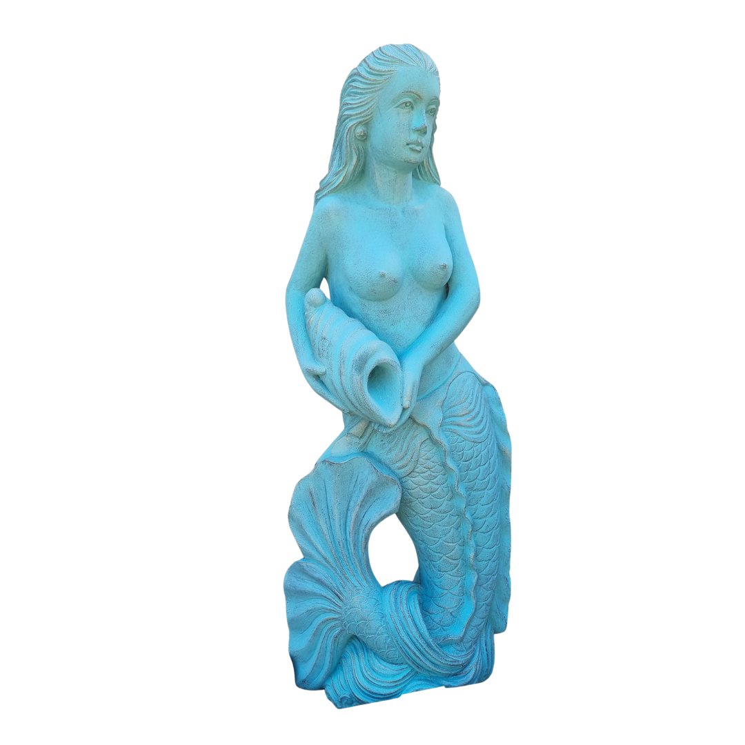 Mermaid Garden Statue Sculpture TURQUOISE