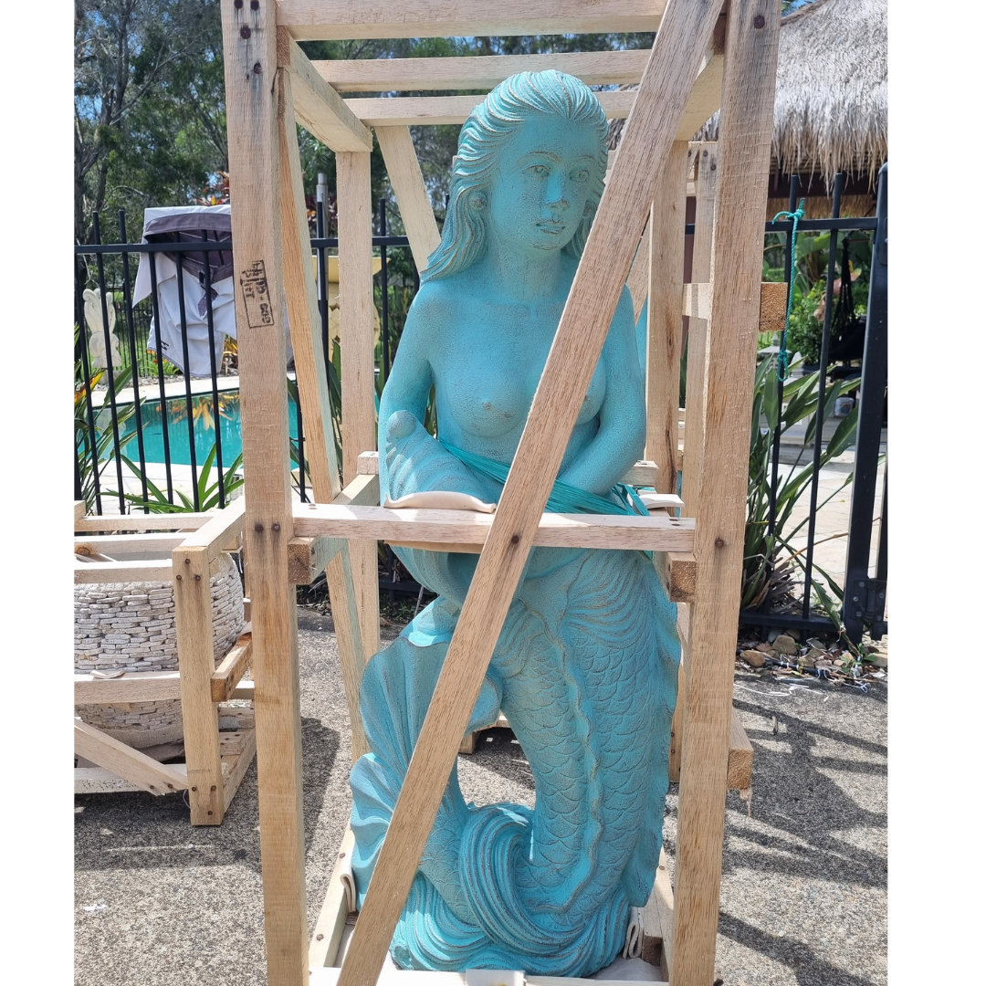 Mermaid Garden Statue Sculpture TURQUOISE