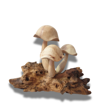 style 1 Wooden Mushrooms Carving 3 Stool Design
