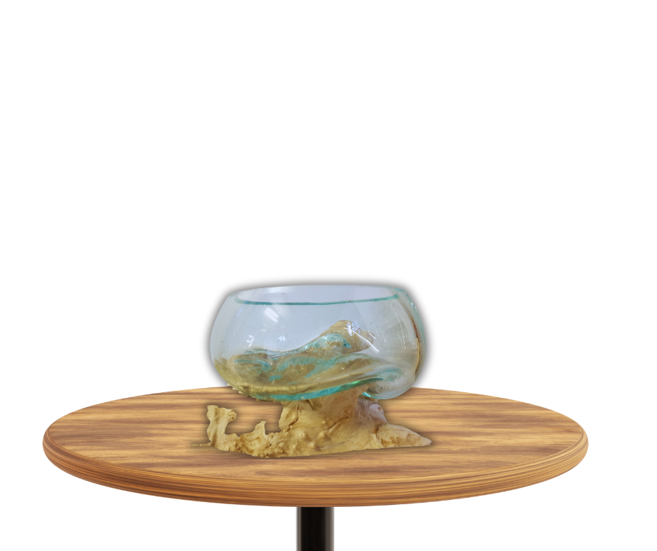 Slump Glass Bowl on Driftwood