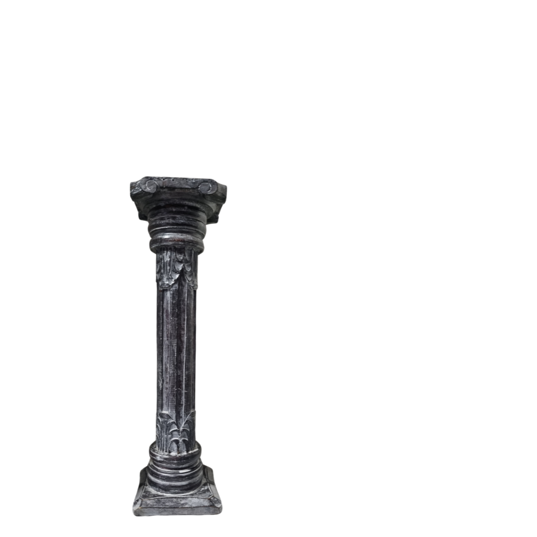 Wooden Hand Carved Pillar Brown wash Small 