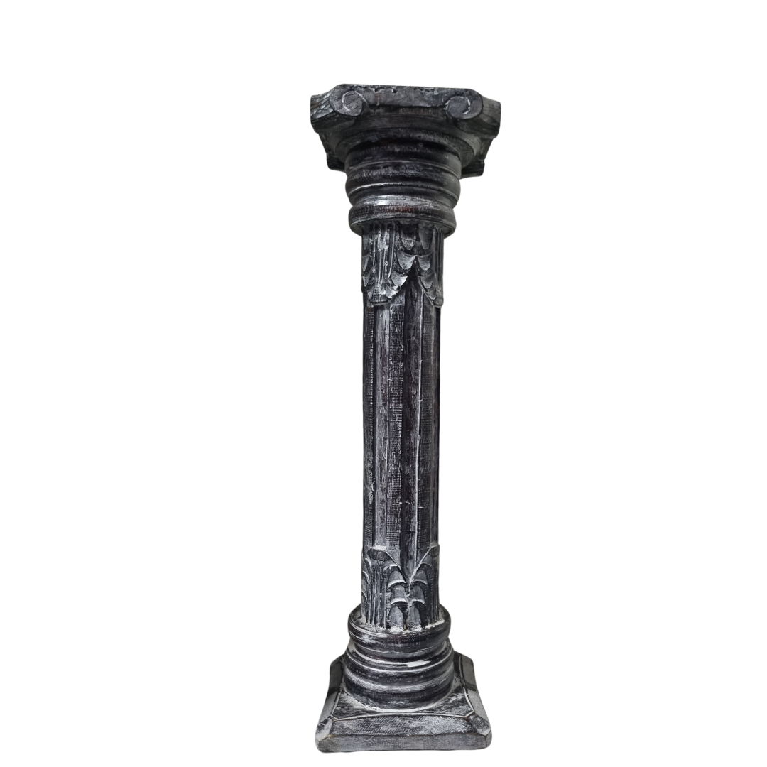 Wooden Hand Carved Pillar Large brown 
