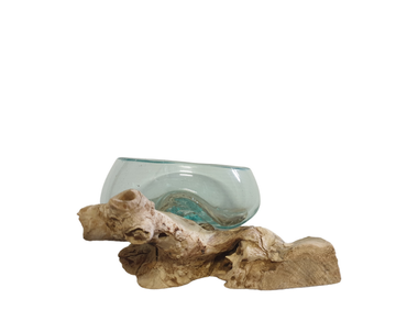 Slump Glass Bowl on Driftwood