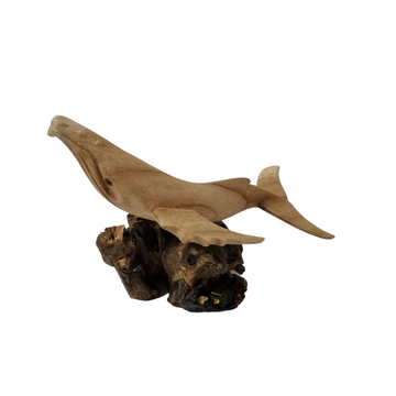 Whale Statue Hand Crafted Resting on Drift Wood