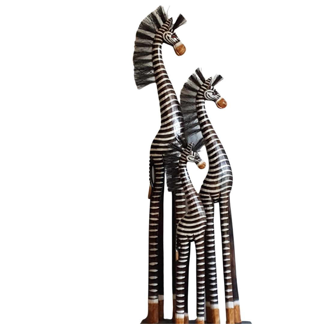 Wooden Zebra Statues 