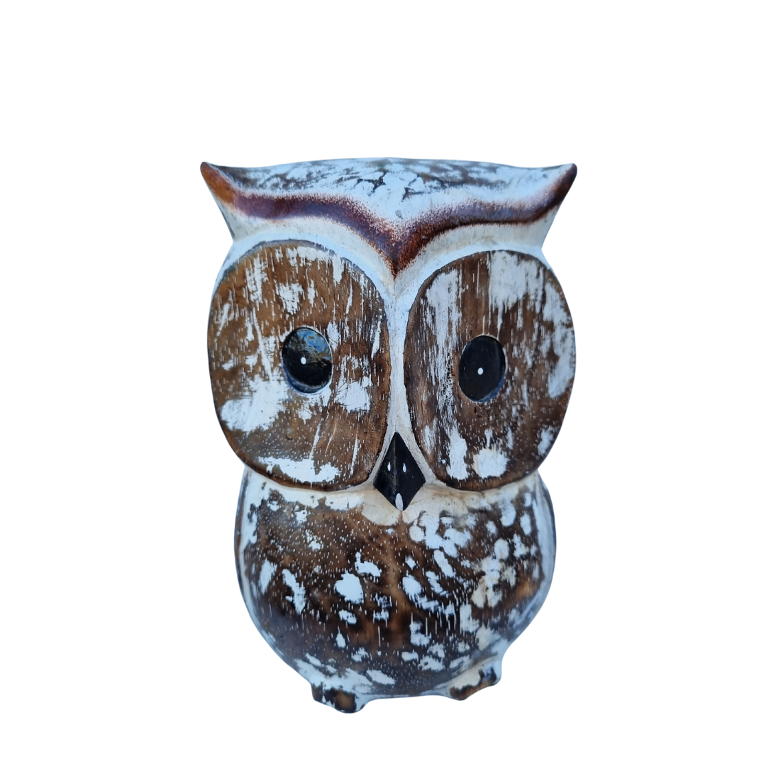 Owl Wooden Statues Set of Three