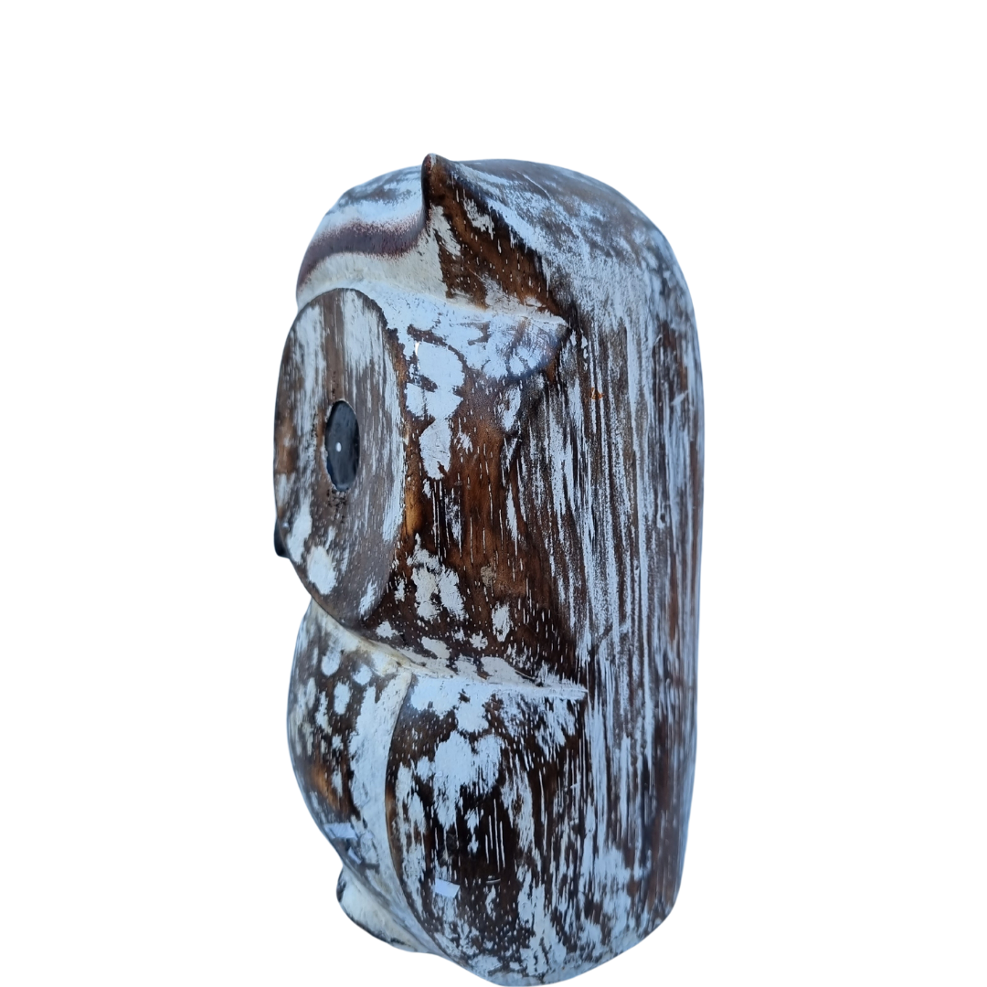 Owl Wooden Statues Set of Three