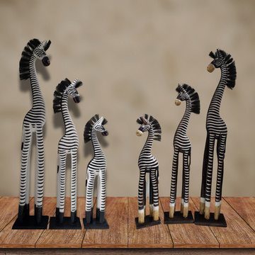 Zebra Statues Wooden Carving