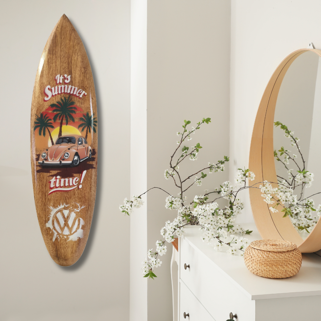 Surf Board Wall Art Sign VW Beetle It Summer Time