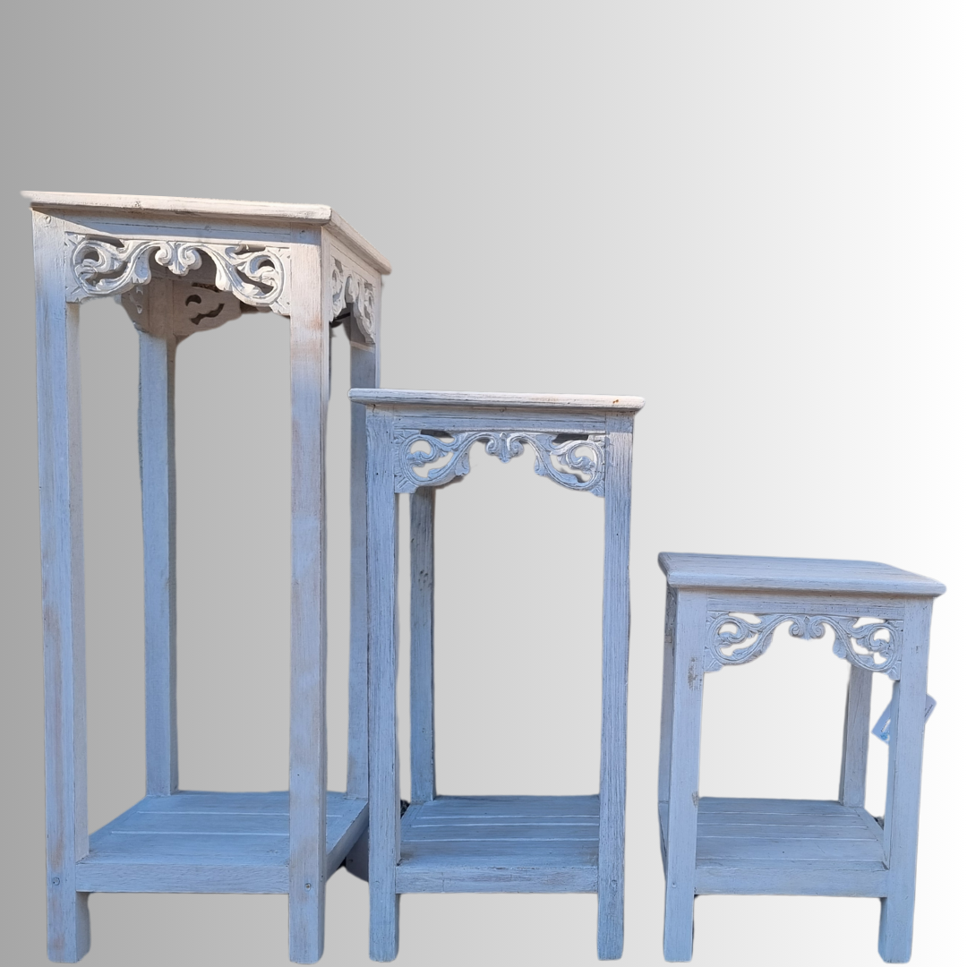 Rustic White Wooden Plant Stands