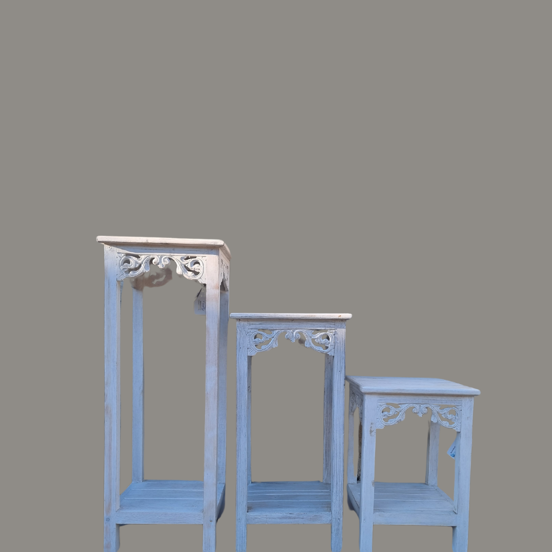 Rustic White Wooden Plant Stands