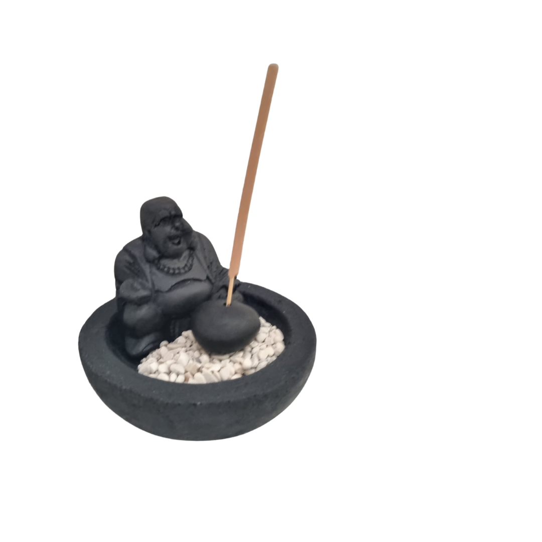 Stone Carved Statues Incense Holder Happy Buddha