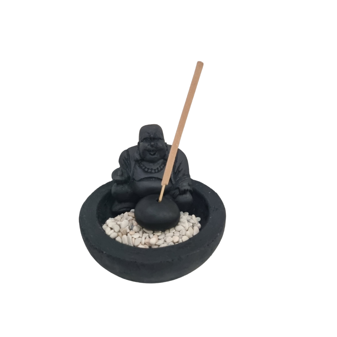 Stone Carved Statues Incense Holder Happy Buddha