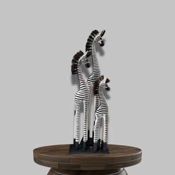 Zebra Statues Wooden Carving