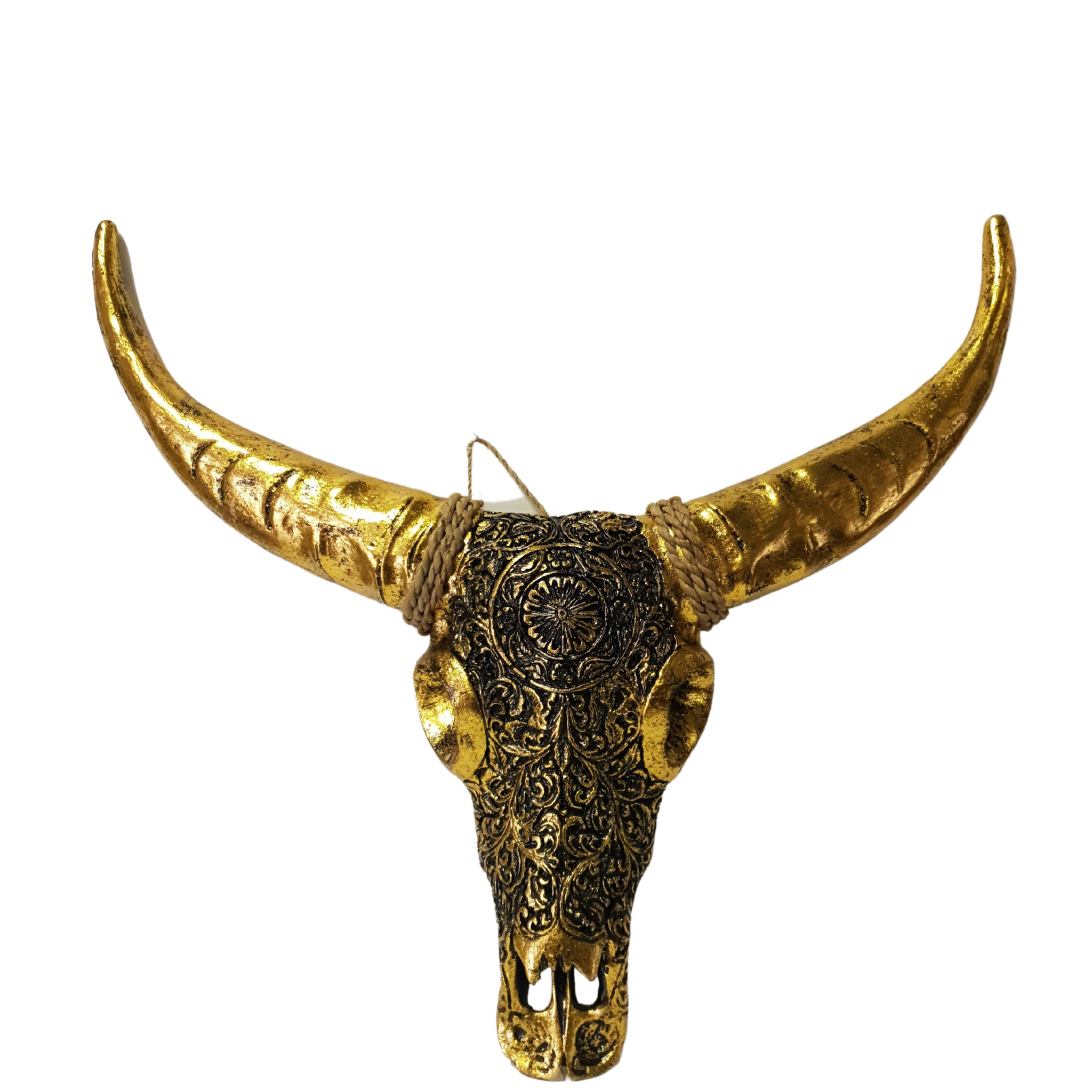 Boho Bull Skull Rustic Wall Art for Unique Decor Gold