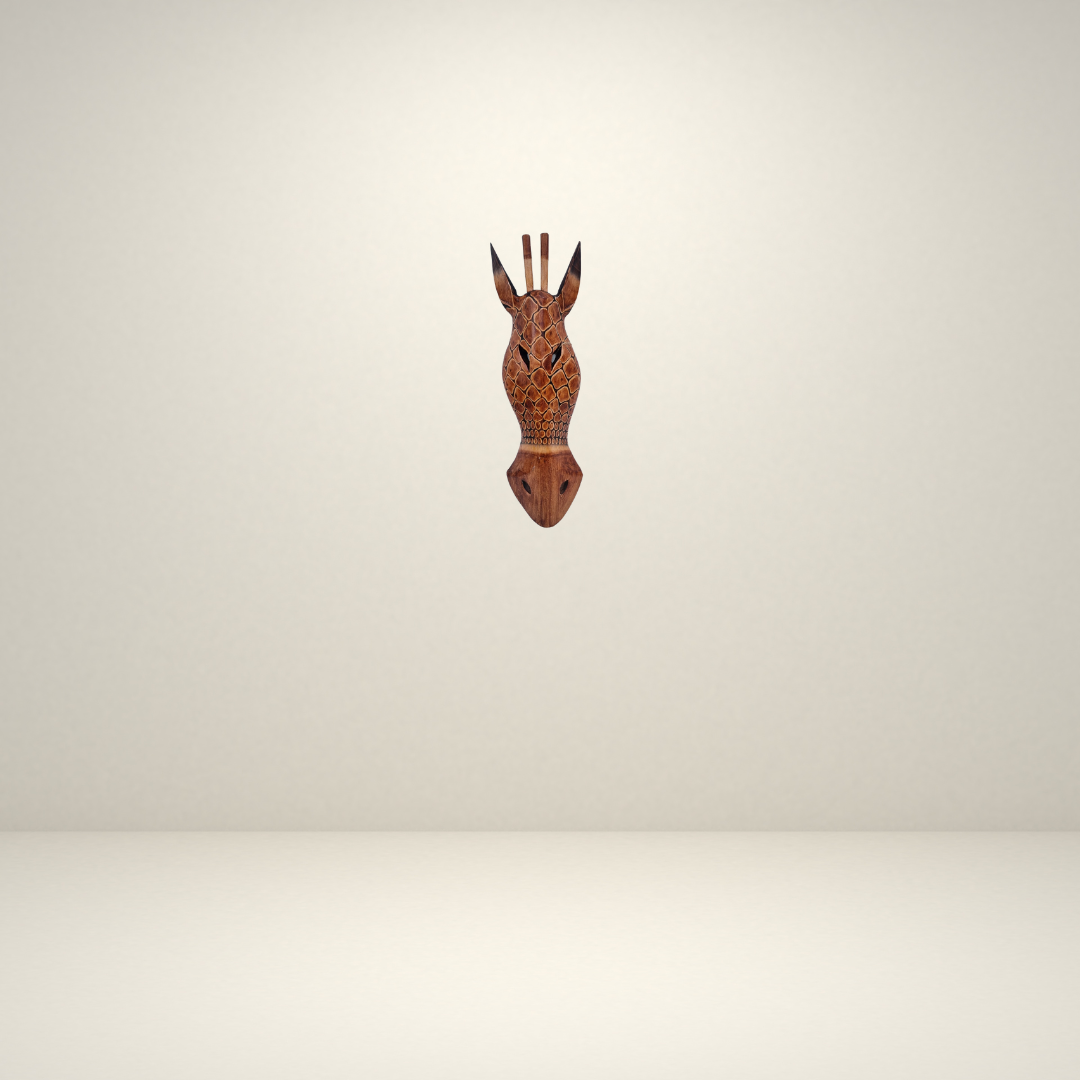 African Style Animal Mask set on a backwall neutral tones 