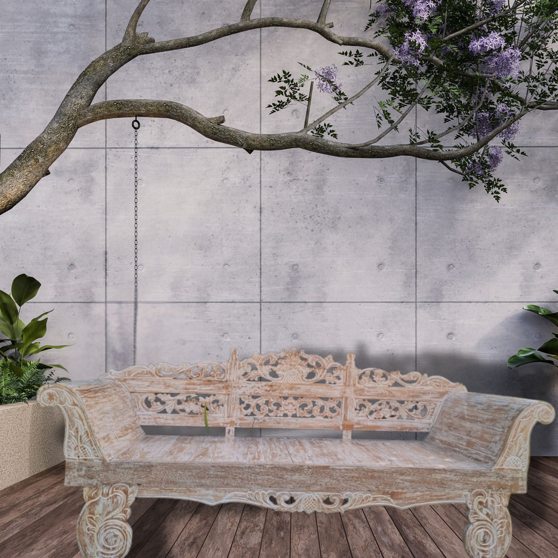 Balinese Style Day Bed Solid Wooden Furniture