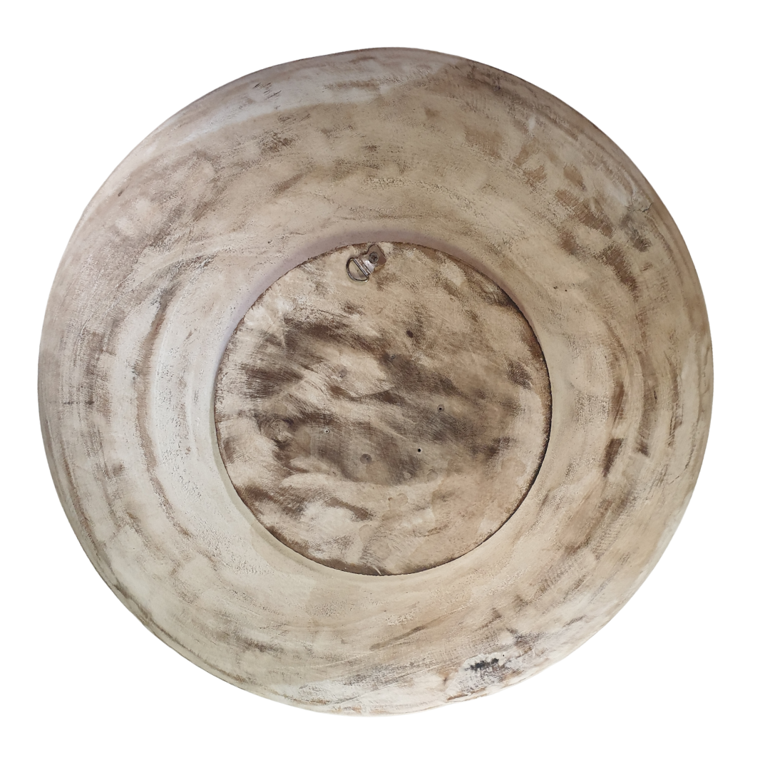 back view on the wooden tray white in colour Tribal Carved Wooden Art