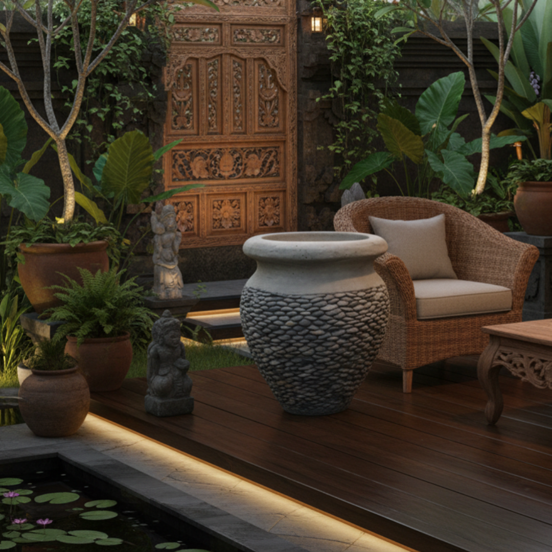 bali planter pots Balinese Pebble Garden Pots: Unique Outdoor Decor