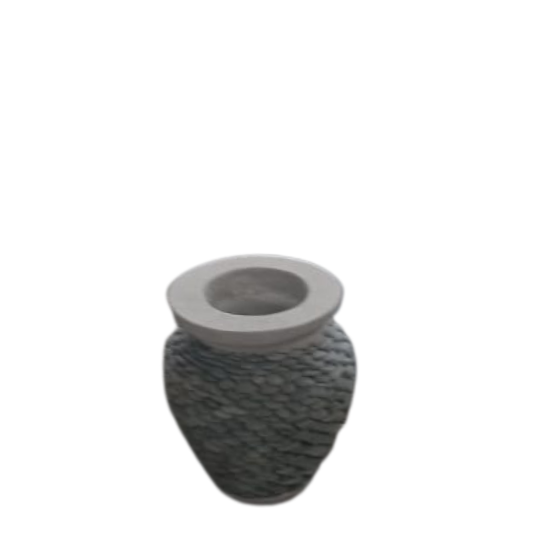 Decorative vase with textured design on a white background