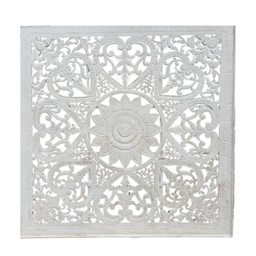  panel 200cm x 200cm showing full symmetrical design with central floral mandala, heart corners and intricate scroll detailing on white background