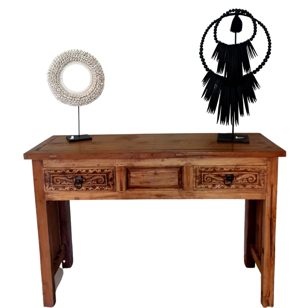 Balinese Teak Console Table Buffet – Hand-Carved Reclaimed Wood Furniture