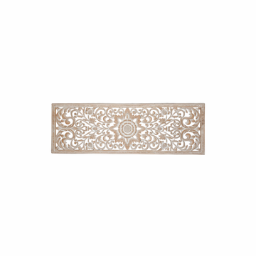  intricate floral scrollwork, acanthus leaves and central flower motif in whitewash finish, landscape orientation