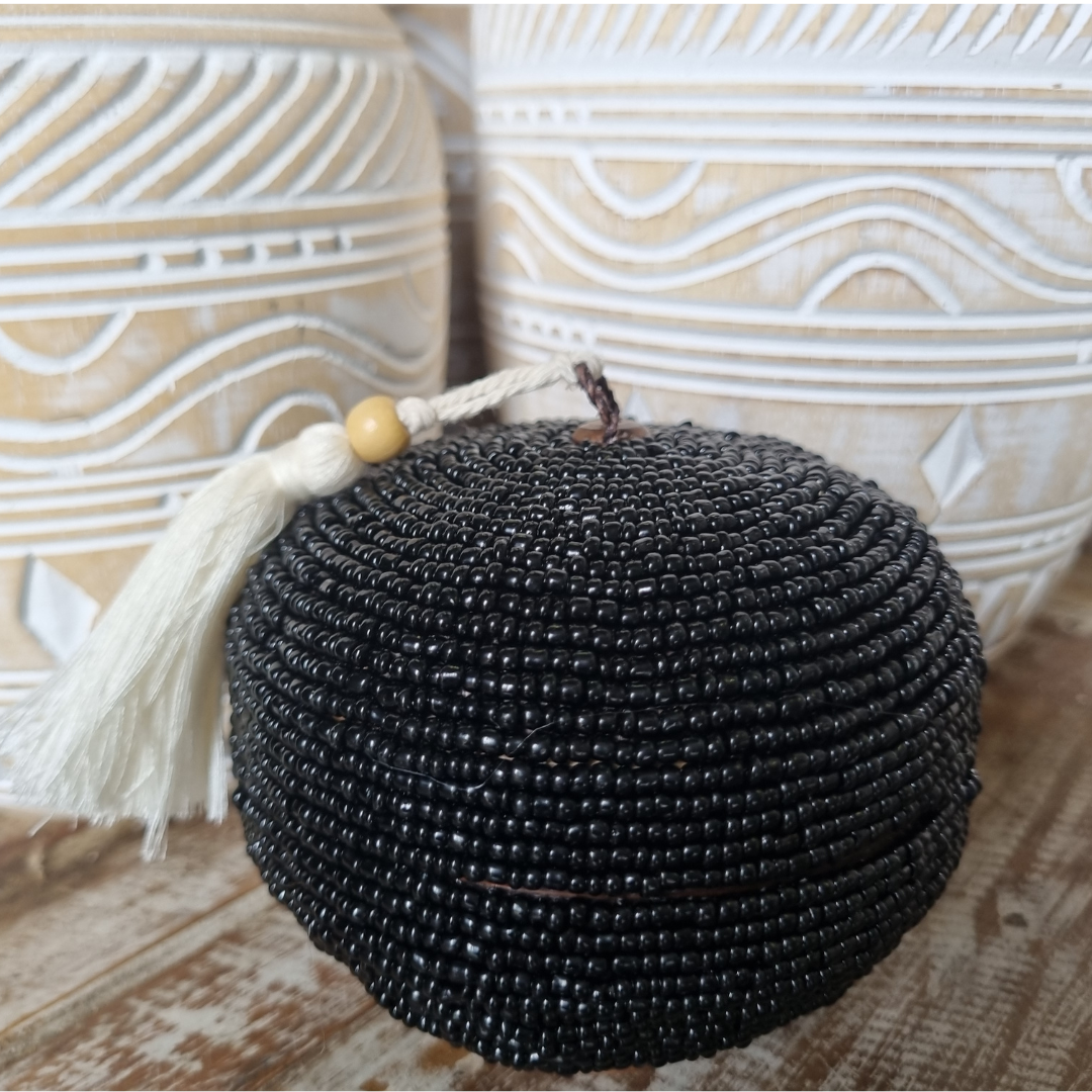 Beaded Bamboo Trinket Box