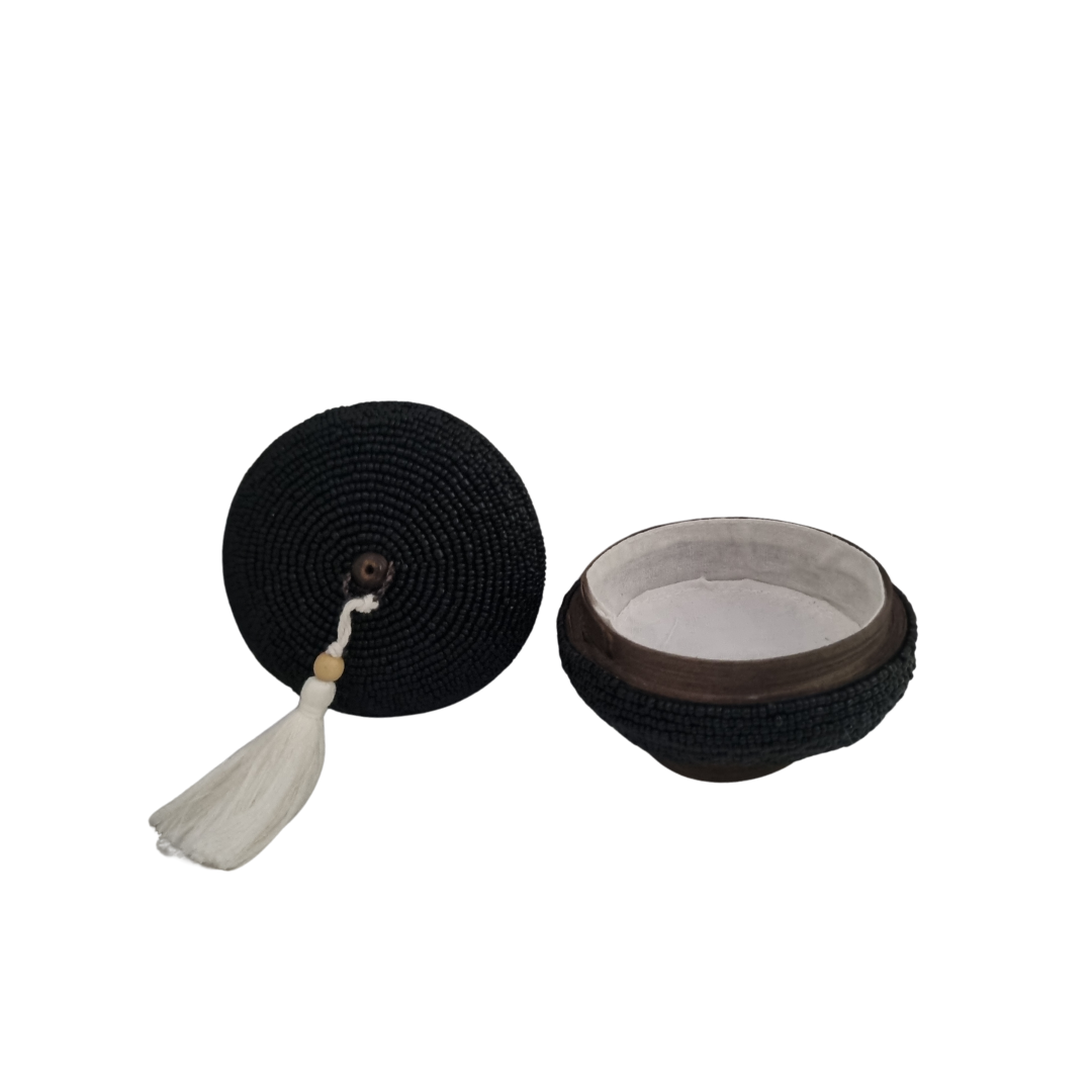 Beaded Bamboo Trinket Box