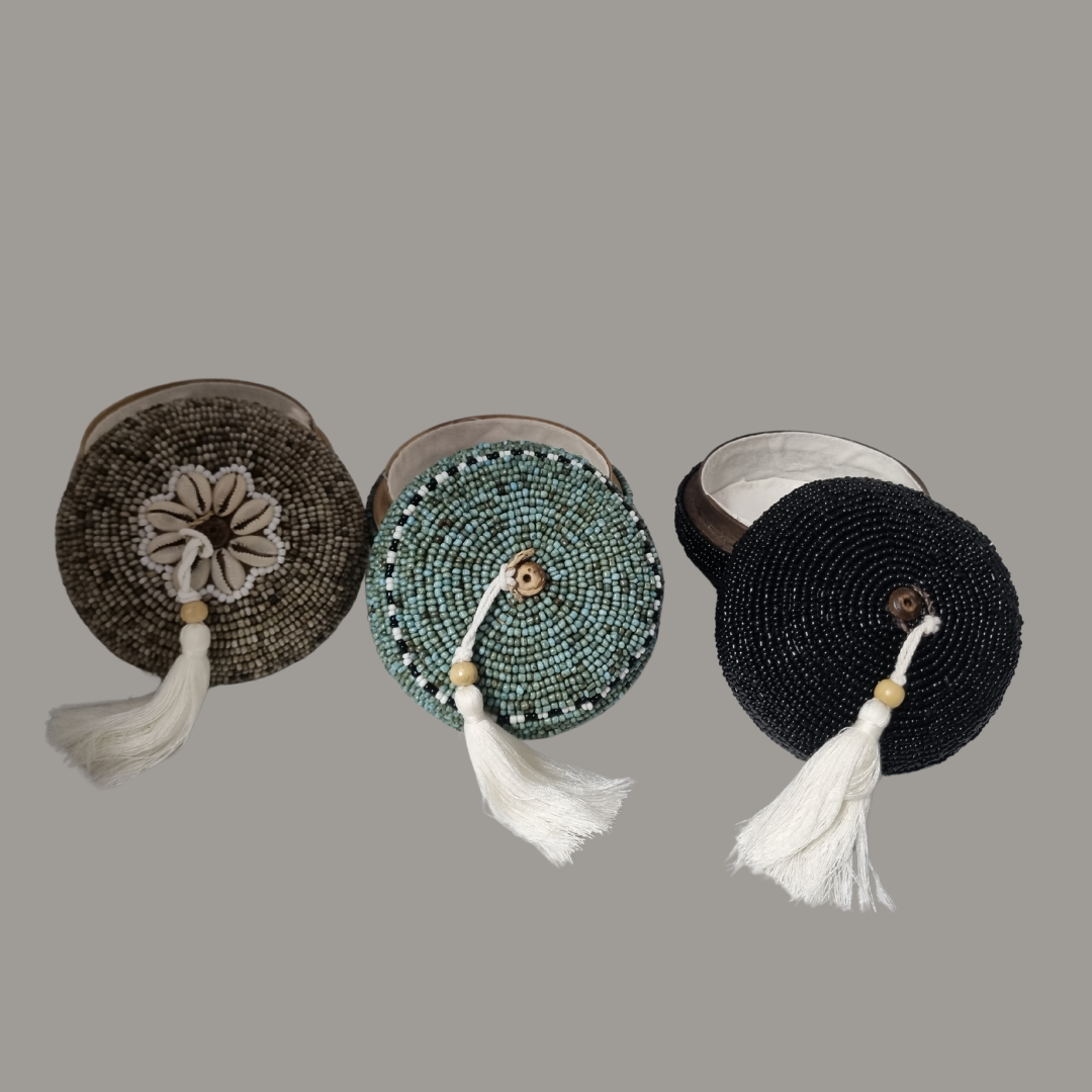 Beaded Bamboo Trinket Box