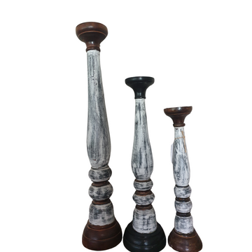 wooden candle holders large design set on white wall back ground