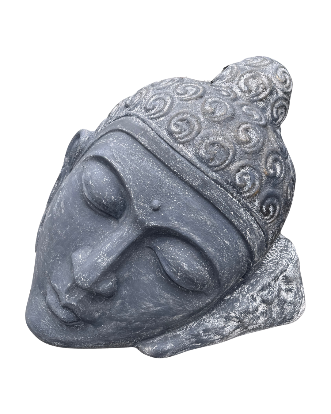 buddha head statue on white background 