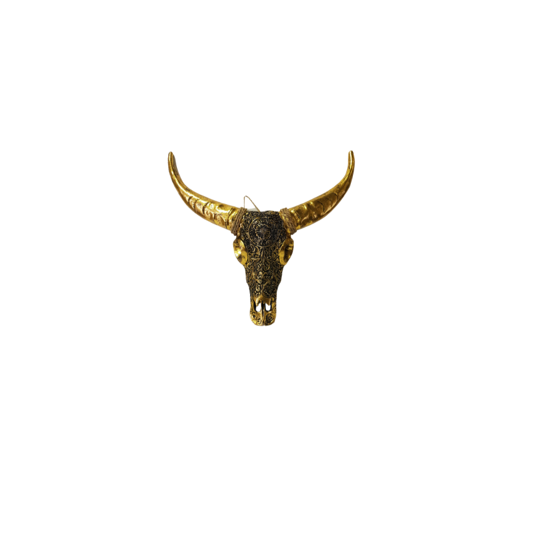 Boho Cow Bull Skull Rustic Gold