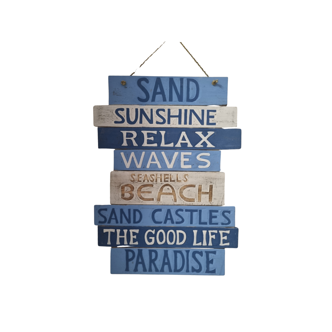 Coastal Beach House Wall Sign set on a white back ground 