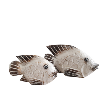 Coastal Inspired Fish Décor – handcrafted wooden fish in white wash finish
