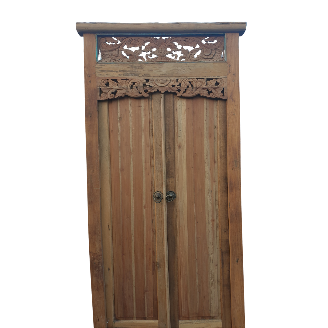 antique timber door in white background