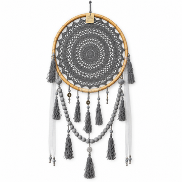 Grey dream catcher A Touch Of Boho with rattan hoop and tassels