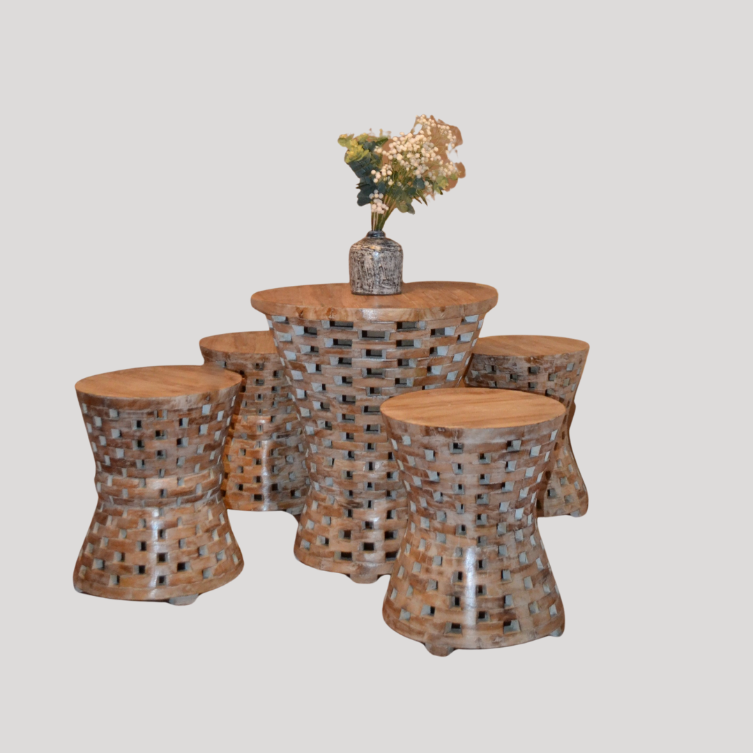Elegant Mosaic Table Set Teak Design
