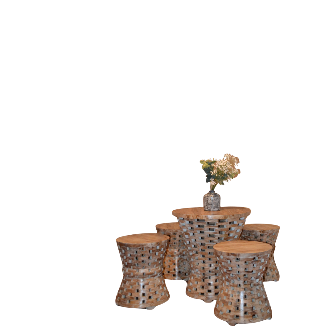 Elegant Mosaic Table Set Teak Design