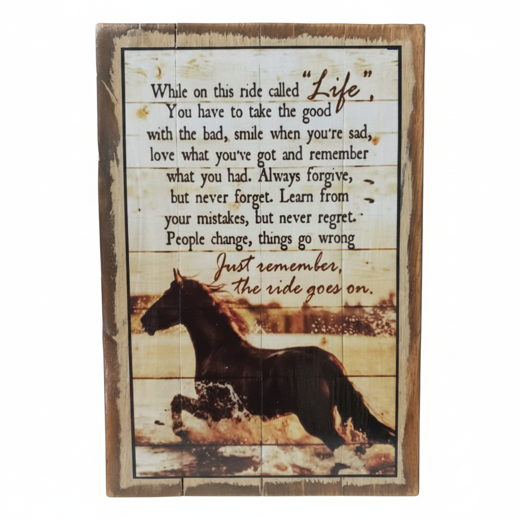 horse inspirational sign set in a white back ground