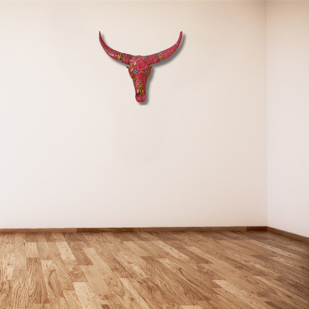 Floral Resin Cow Skull