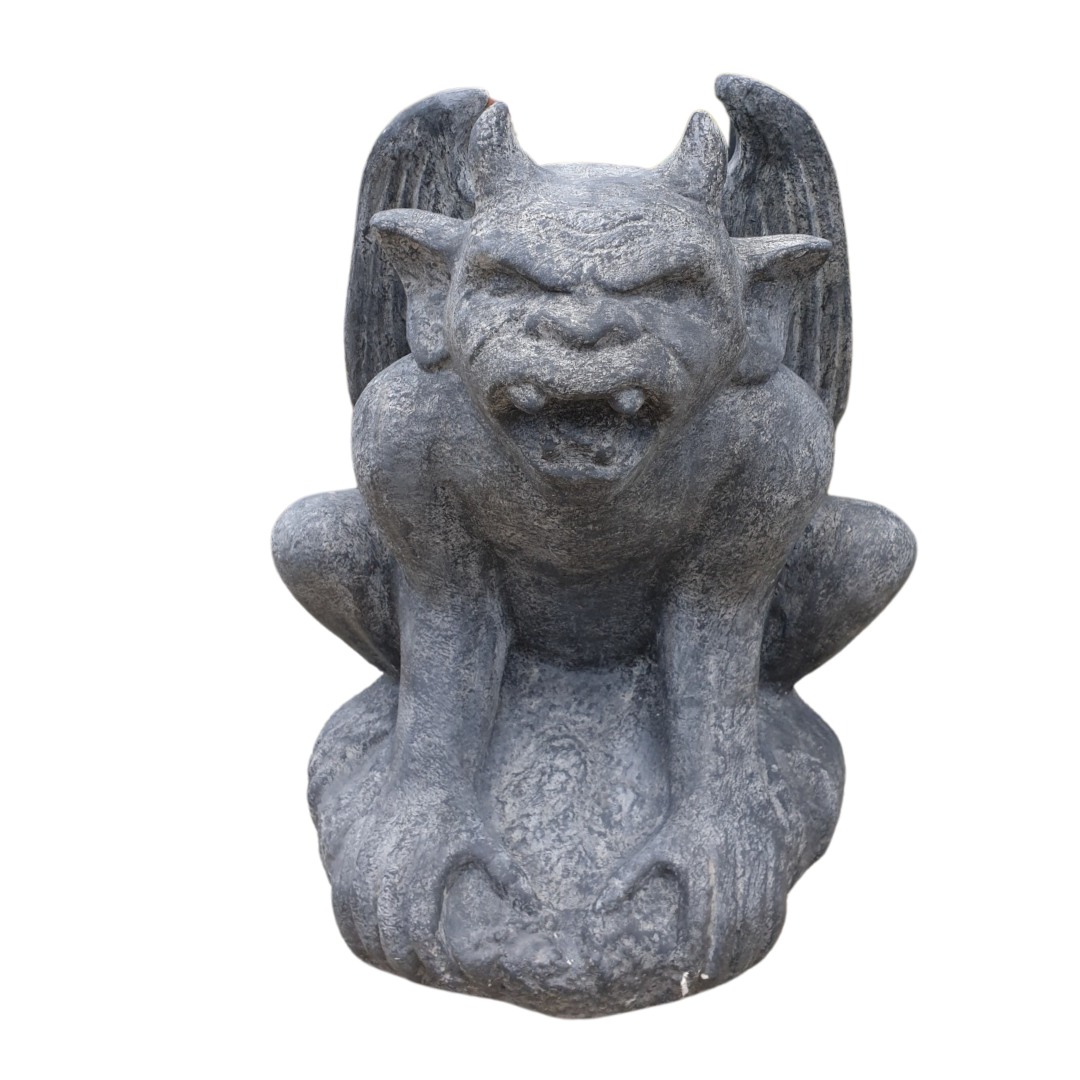 Stone gargoyle sculpture on a white background