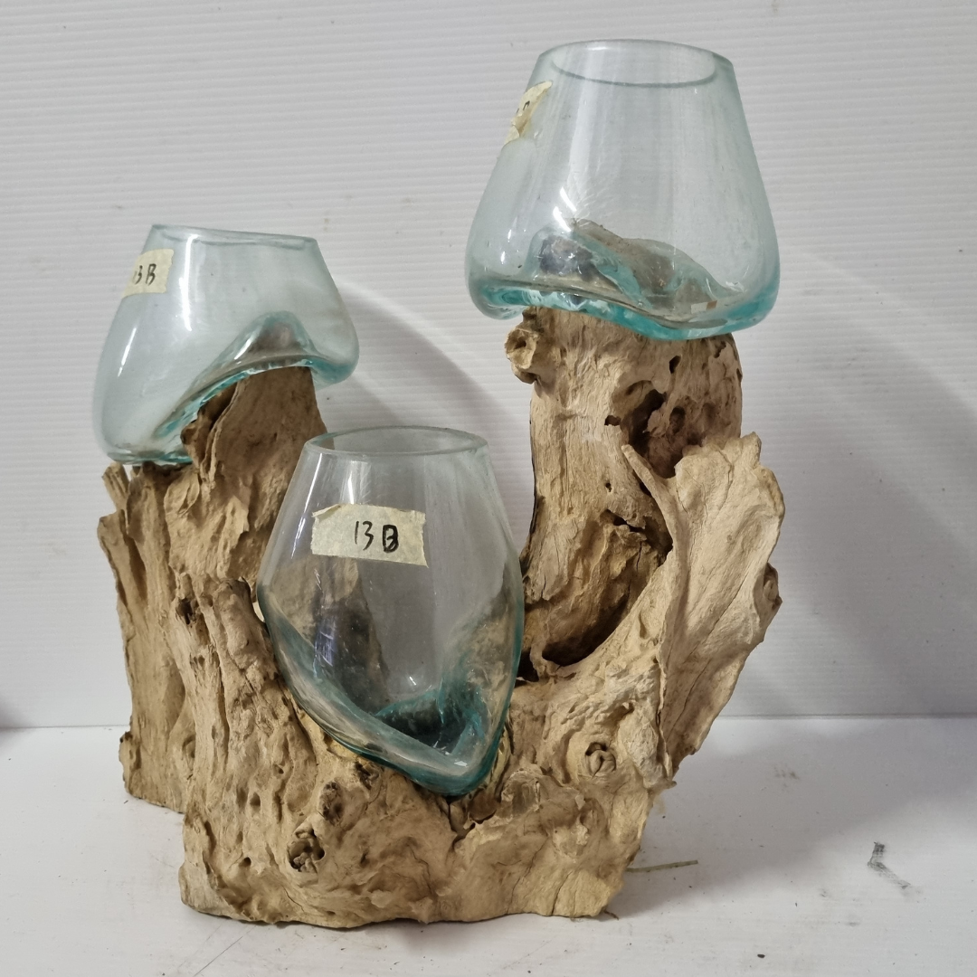 Glass on Driftwood Three Bowls