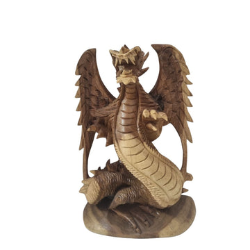 Hand-Carved Wooden Dragon Statue