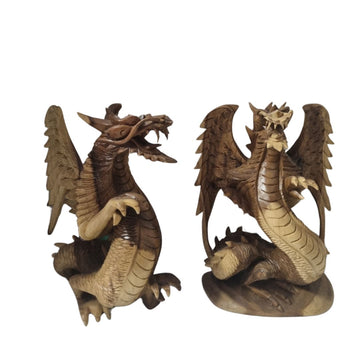 Hand-Carved Wooden Dragon Statue