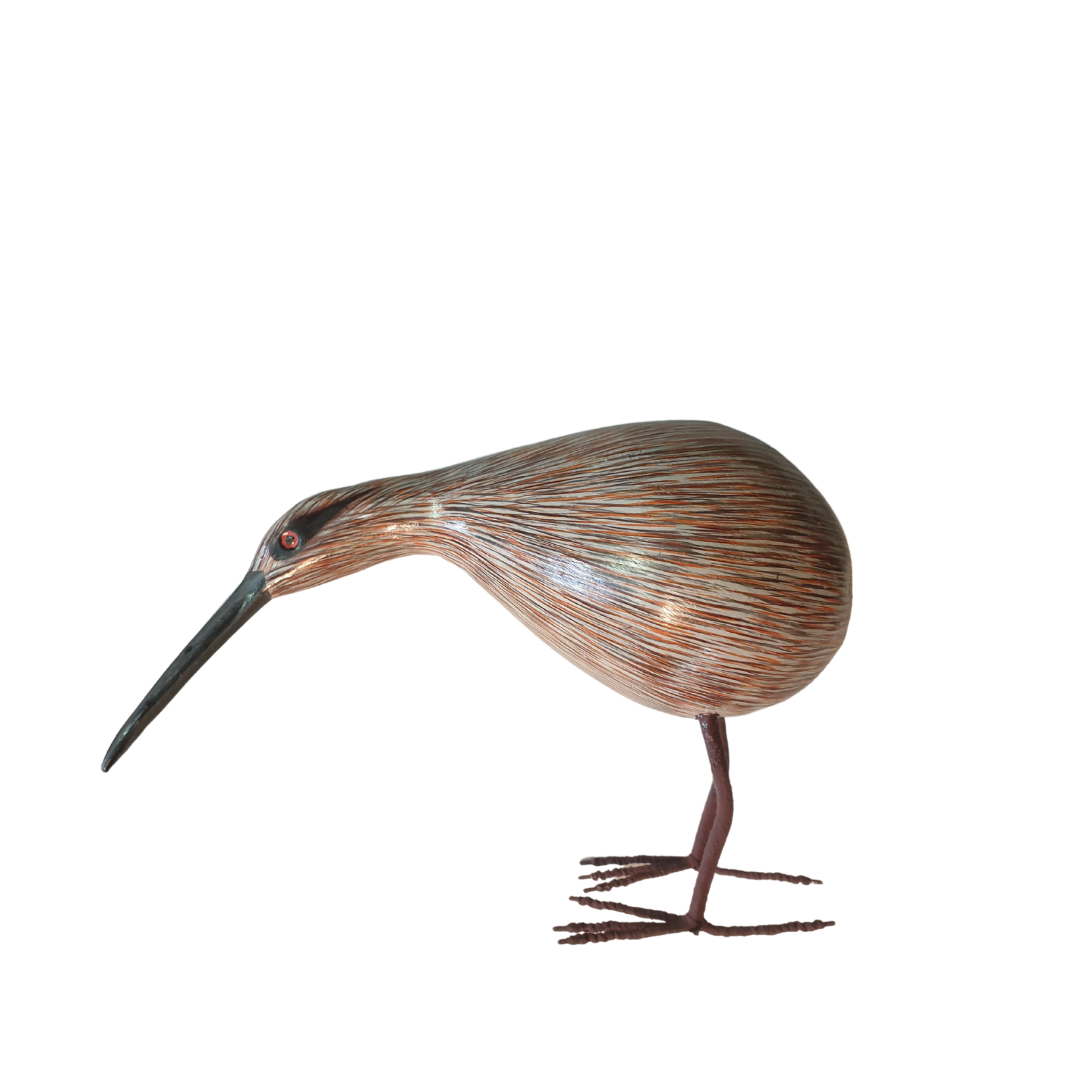 Wooden Kiwi Bird Statue - on white back ground