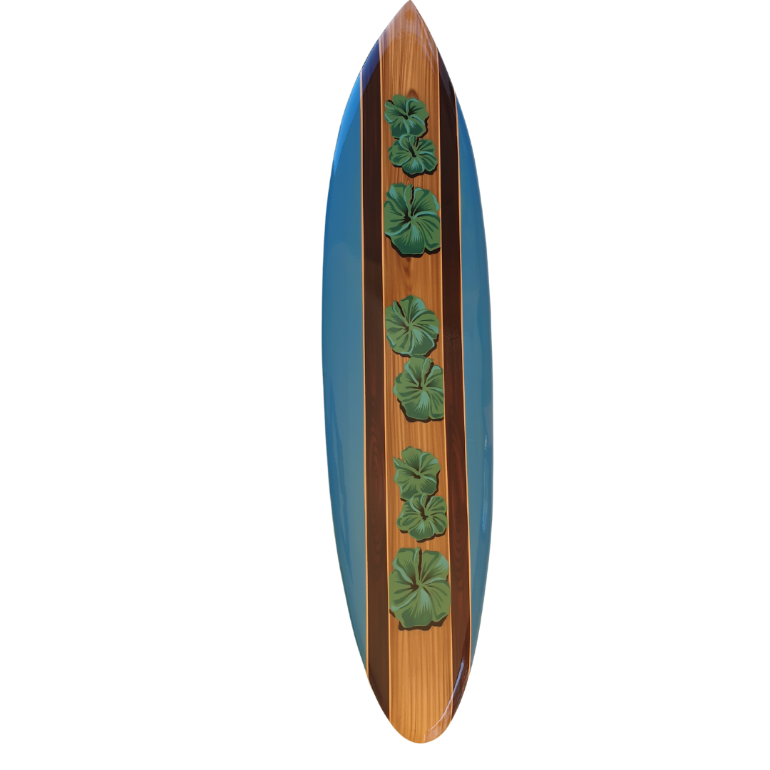 Hibiscus Flower Surf Board Art Style 5 Blue-Blue